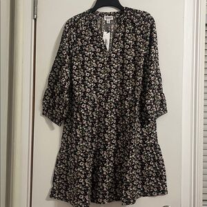 The Drop Womens Caralynmirand Ruffle-Neck Tiered Floral Mini Dress Size XL